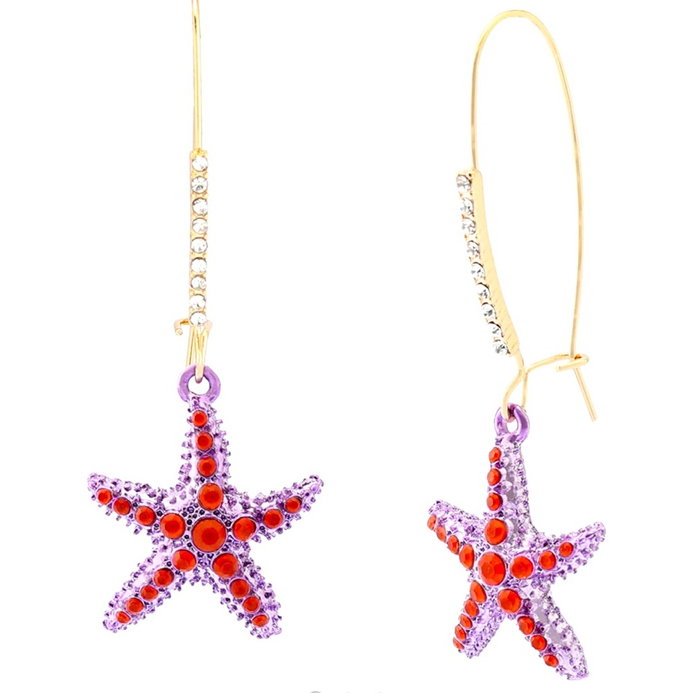 New Betsey Johnson MERMAID JEWELS STARFISH SHEPHERD HOOK EARRINGS